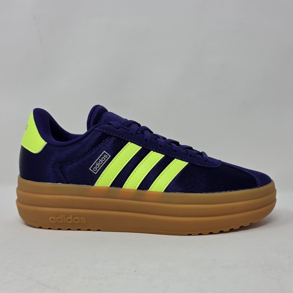 Adidas VL Court Bold J Purple Neon Yellow Platform Sneakers JQ1874 Youth 4.5/W6 - Picture 7 of 10